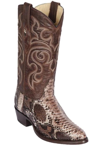 Mens Los Altos Python Round Toe Boot Rustic Brown