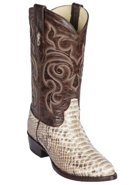 Mens Los Altos Python Medium Round Toe Boot Natural