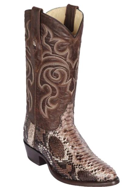 Mens Los Altos Python Medium Round Toe Boot Rustic Brown