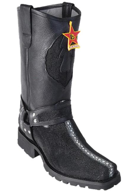 Mens Los Altos Full Rowstone Stingray Biker Boot Black