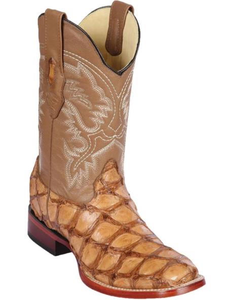 Mens Los Altos Monster Fish Skin Wide Square Toe Boot Oryx