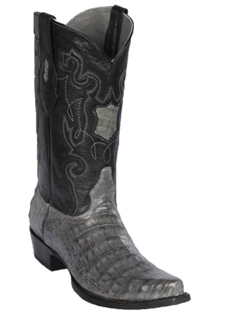 Mens Los Altos Caiman Belly Snip Toe Boot Gray