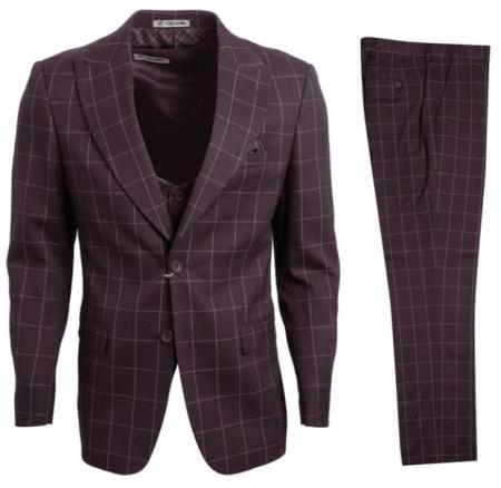 Stacy Adams Suit Low Cut 1920s Vest Navy Big Lapels 3 Piece