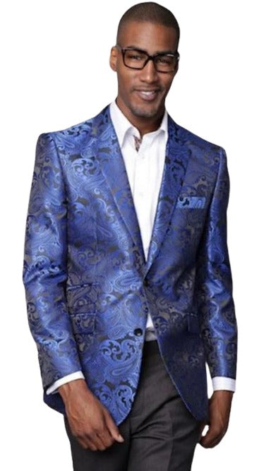 Mens Peach Paisley Blazer - Big and Tall Sport Coat With Bowtie