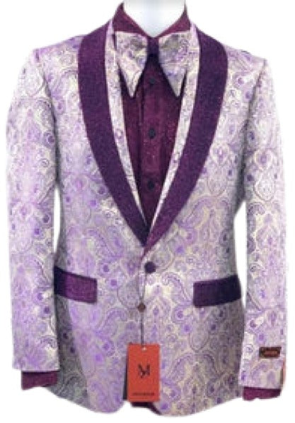 Mens Black ~ Red Paisley Blazer - Big and Tall Sport Coat With Bowtie