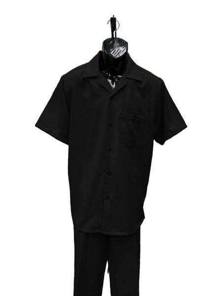 Mens Walking Suit - Big and Tall Casual Suit - Black Suit Up to 6XL + Pants