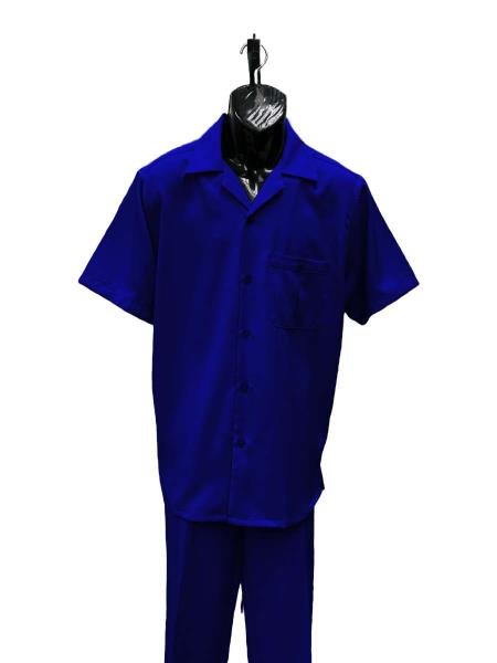 Mens Walking Suit - Big and Tall Casual Suit - Blue Suit Up to 6XL Pants