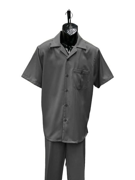 Mens Walking Suit - Big and Tall Casual Suit - Grey Suit Up to 6XL Pants