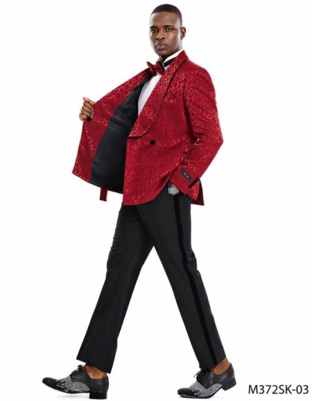 Paisley Sportcoat - Wedding Tuxedo Suit - Prom Burgundy Blazer