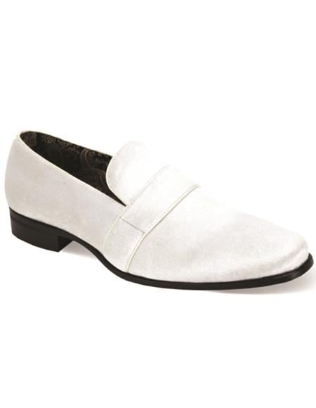 Velvet Shoe - Slip on Shoe - White Prom Shoe