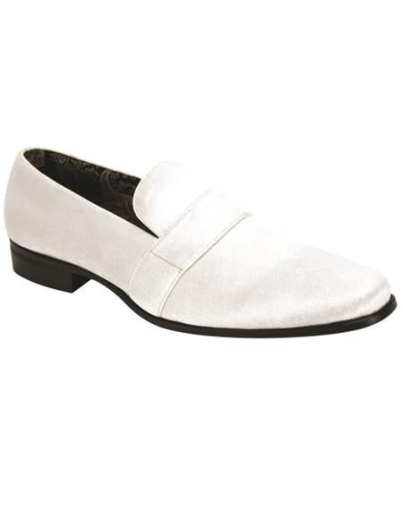 Velvet Shoe - Slip on Shoe - White Prom Shoe