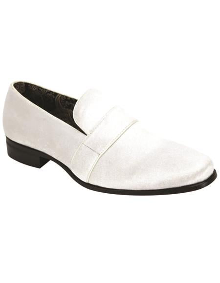Velvet Shoe - Slip on Shoe - White Prom Shoe