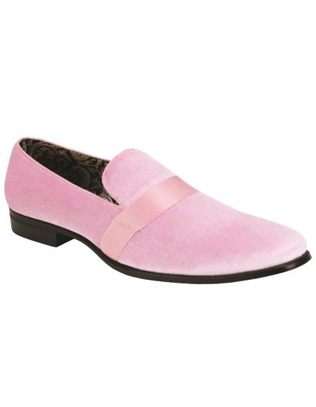 Velvet Shoe - Slip on Shoe - Light Pink Prom Shoe