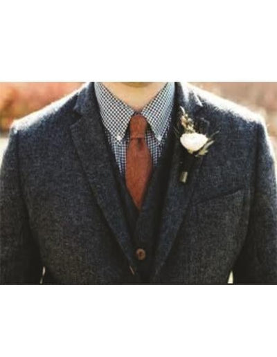 Groomsmen Tweed Suit - Gray Herringbone Western Suit