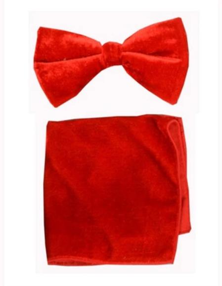 Mens Formal - Wedding Bowtie - Prom Red Velvet Bowtie