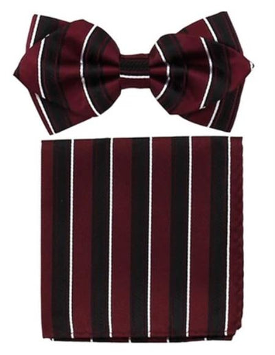 Mens Formal - Wedding Bowtie - Prom Burgundy Stripe Bowtie