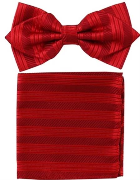 Mens Formal - Wedding Bowtie - Prom Red Stripe Bowtie