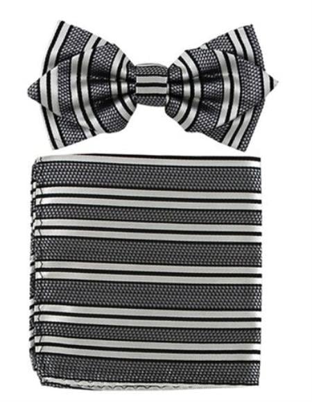 Mens Formal - Wedding Bowtie - Prom Black Stripe Bowtie