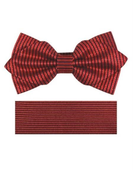 Mens Formal - Wedding Bowtie - Prom Red Stripe Bowtie