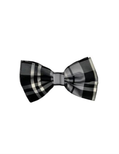 Mens Formal - Wedding Bowtie - Prom Black and Grey Plaid Bowtie