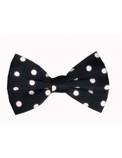 Mens Formal - Wedding Bowtie - Prom Black and White Polka Dot Bowtie
