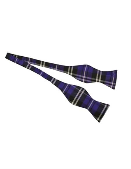 Mens Formal - Wedding Bowtie - Prom Purple Plaid Self-Tie Bowtie