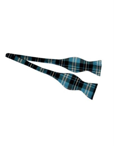 Mens Formal - Wedding Bowtie - Prom Aqua Plaid Self-Tie Bowtie