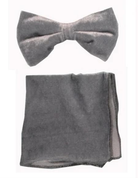 Mens Formal - Wedding Bowtie - Prom Silver Velvet Bowtie