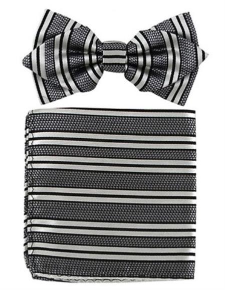Mens Formal - Wedding Bowtie - Prom Black Stripe Bowtie
