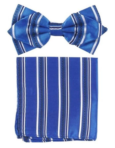 Mens Formal - Wedding Bowtie - Prom Royal Blue Stripe Bowtie