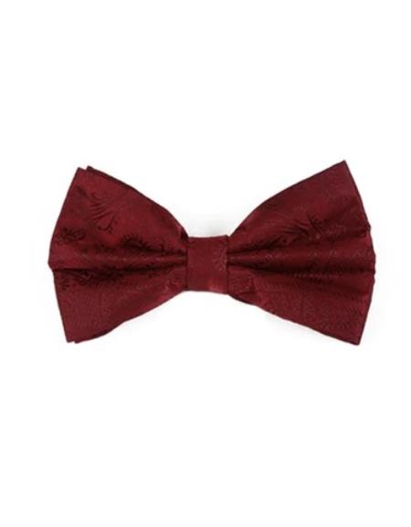 Mens Formal - Wedding Bowtie - Prom Burgundy Paisley Bowtie