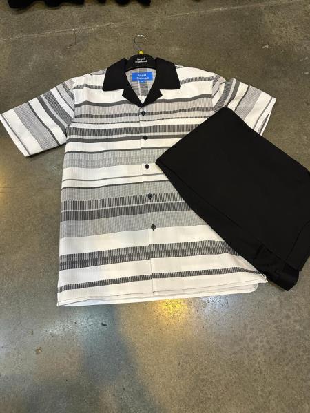 Grey ~ Black Walking Suit - Shirt and Pants Set