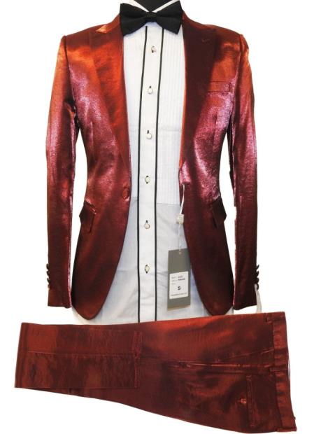 Rossiman Sateen Red Shiny Suit