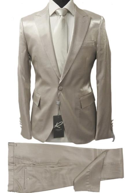 Rossiman Sateen Gray Shiny Suit