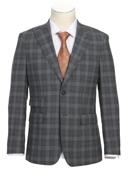 Plaid Suit - Mens Windowpane Suit By English Laundry Designer Brand - Gray Check