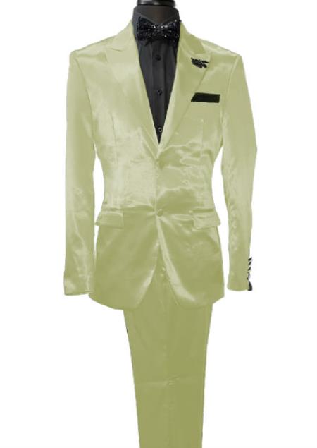 Mens Shiny Blazer - White Sateen Vested Suit main image 1