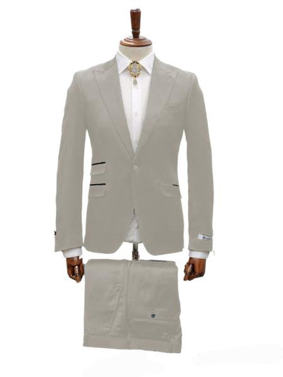 Mens Shiny Blazer - Off-White Sateen Vested Suit
