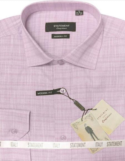 Mens Long Sleeve 100% Cotton Shirt - Light Texture - Pink