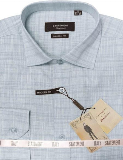 Mens Long Sleeve 100% Cotton Shirt - Light Texture - Turquoise