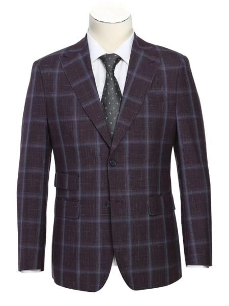 SKU#JA61752 Plaid Suit - Mens Windowpane Suit By English Laundry Designer Brand - Purple