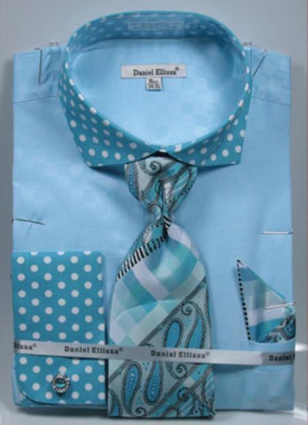 Polka Dot Dress Shirt - Turquoise