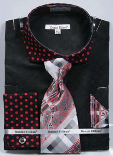 Polka Dot Dress Shirt - Black and Red