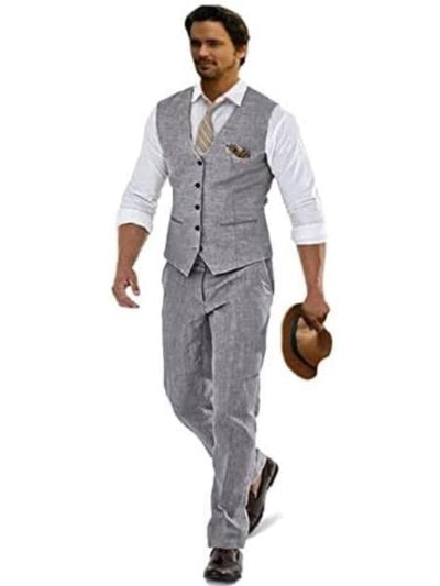 Groomsmen Summer Beach Prom Light Gray Vest and Pants Set