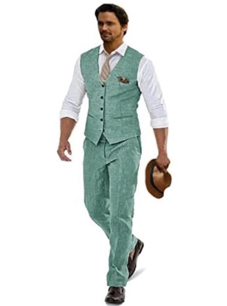 Groomsmen Summer Beach Prom Light Green Vest and Pants Set