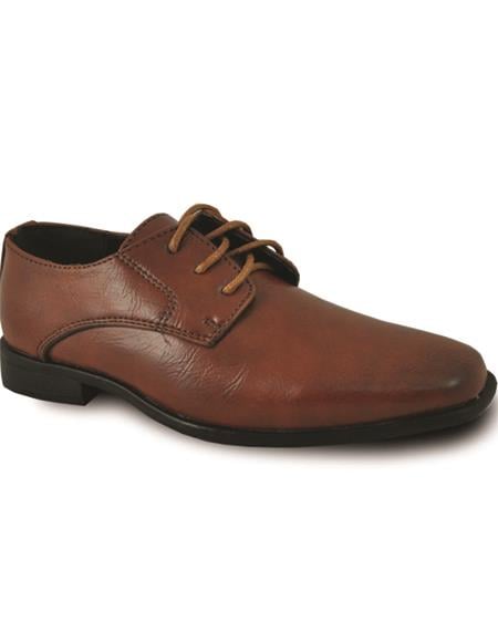 Boy Dress Shoe Square Toe KING-1KID Oxford Shoe Brown