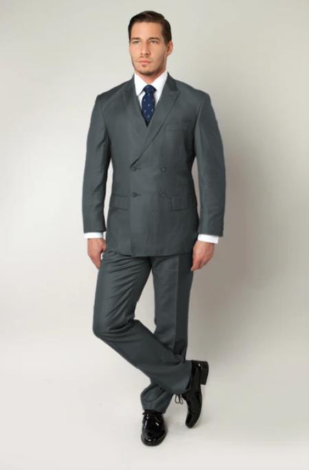 Charcoal Double Breasted Suit - Slim Fitted Suit