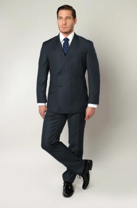 Dark Grey Double Breasted Suit - Slim Fitted Suit