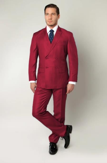 Maroon Double Breasted Suit - Slim Fitted Suit