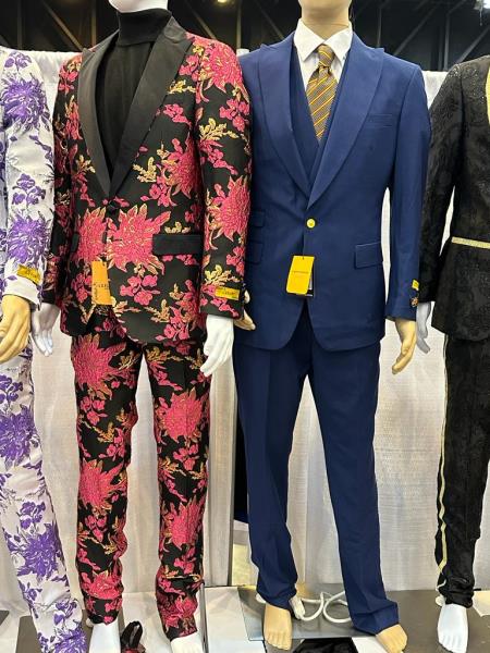 Gold Paisley - Gold Floral Suit With Bowtie With Pants