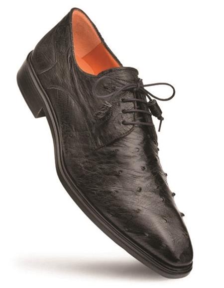 Men Black Ostrich Designer Lace Up